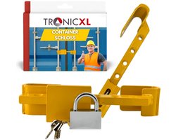 TronicXL Containerslot gehard staal – Diefstalbeveiliging voor vrachtcontainers, zeecontainers, bouwcontainers, vrachtwagens - slot geel