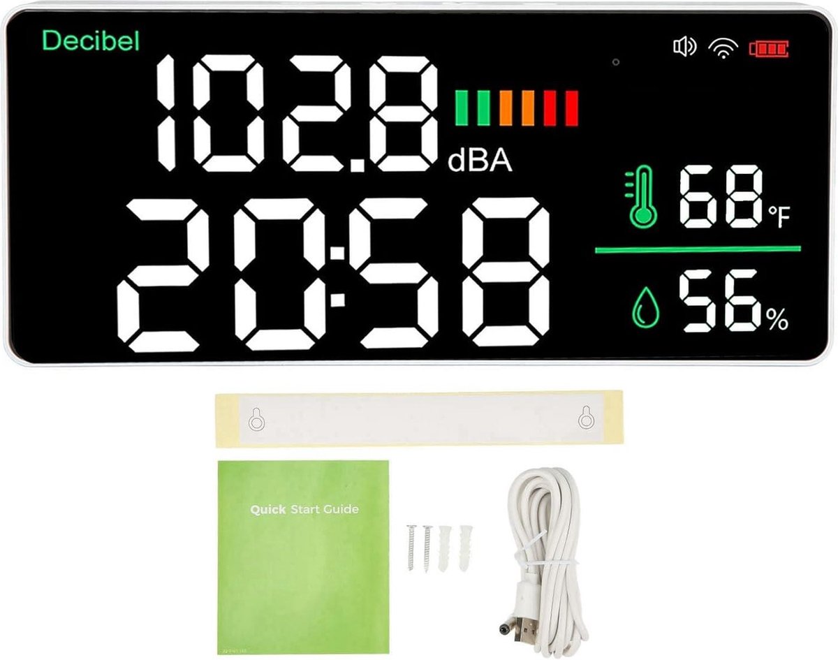 Decibelmeter - Type: Digitaal Maximale display: 3.5 cijfers Meetbereik: 30 - 130 dB Voeding: 1 x 9 V-batterij (incl