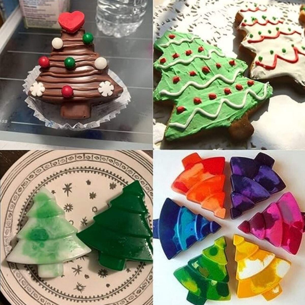 MEZHEN Kerst Siliconen Vorm Kerstboom Bakvorm 3D Taartvorm Kerstboom Mousse Cake Bakvorm Siliconen Kerstvorm Chocolade Vormen Motief Bakvormen B