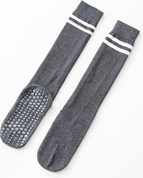 3 paar donkergrijs - Yogasokken met grip voor dames, antislip gekleurde, gevoerde kniehoge sokken tot over de kuit voor barre balletdans - yogasokken tot halverwege de kuit van Merkloos — afbeelding 2