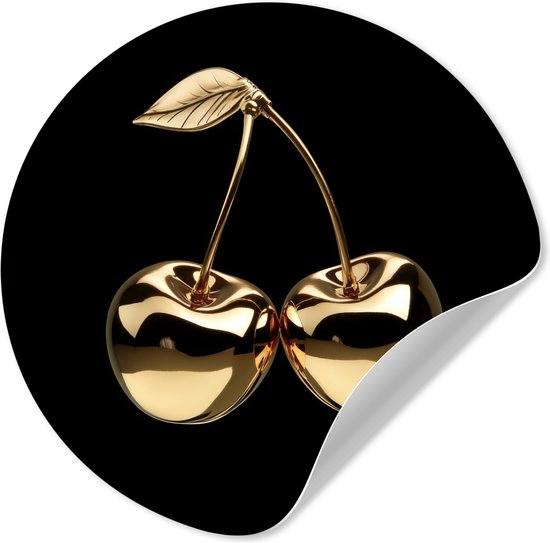 Foto: Wallcircle behangcirkel 30x30 cm muurstickers kersen zwart goud chrome muurcirkel keuken wanddecoratie accessoires zelfklevend schilderij wandcirkel decoratie