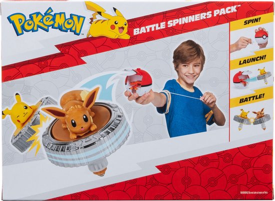 Pokémon Battle Spinners Pack met Eevee, Pikachu en Poké Ball.