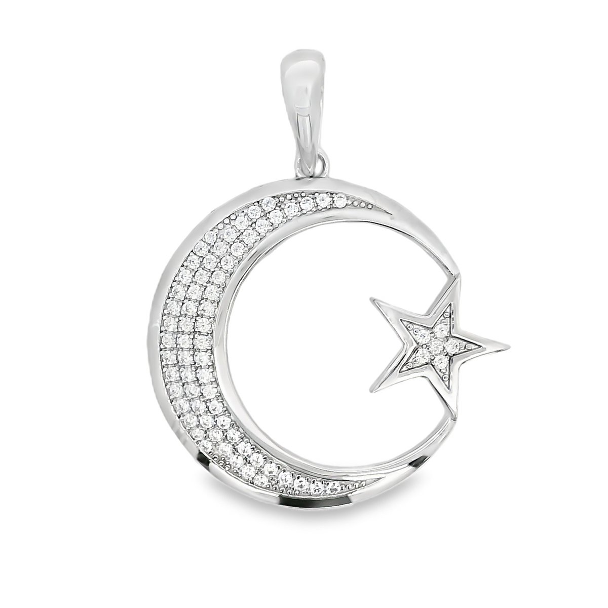 Juwelier Zwartevalk zilveren (gerhodineerd) maan en ster hanger - 24.217