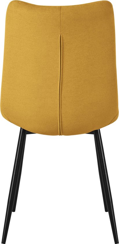 Chaises de salle à manger lot de 4 Chaise de cuisine jaune moutarde avec revêtement en polyester et pieds en acier design ML