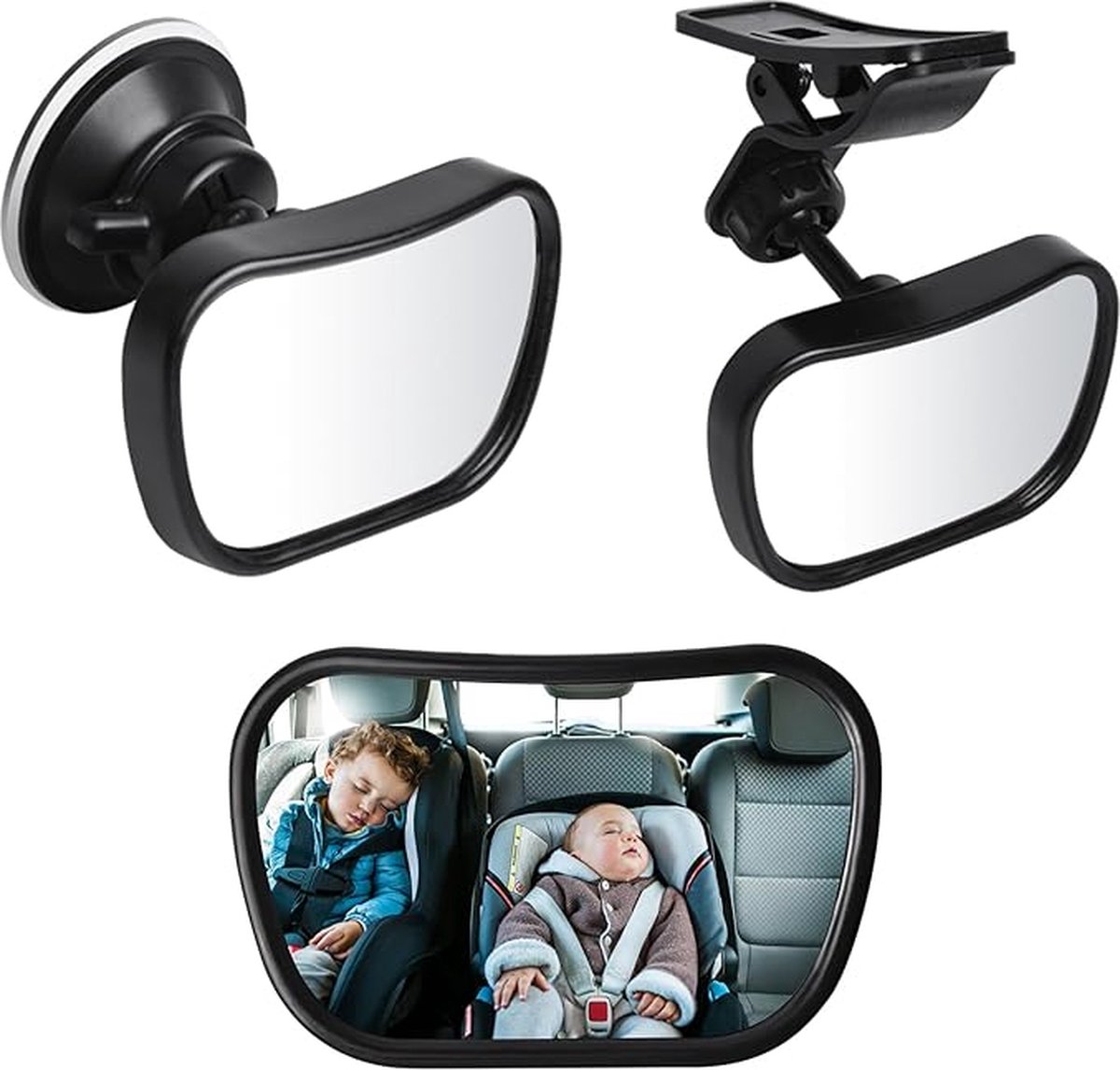 Image of 360° baby autospiegel, spiegel auto baby achterbank, spiegel baby auto achterbank, baby spiegel, achteruitkijkspiegel baby auto, autospiegel baby achterbank, originele uitrusting voor baby's, zwart