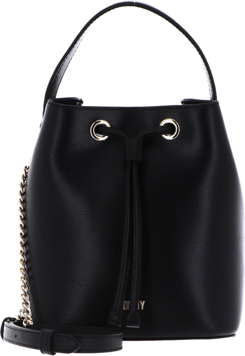 DKNY Leren Schoudertas Handtas Bryant Handbag Blk / Gold Zwart