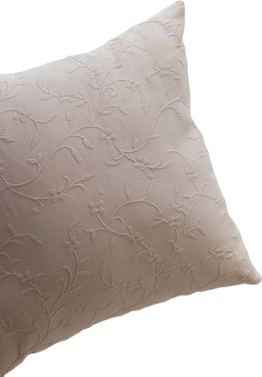 Kussenhoes / Kussenovertrek | Flora - Jacquard Katoen - Vierkant - Roze - 50x50 cm