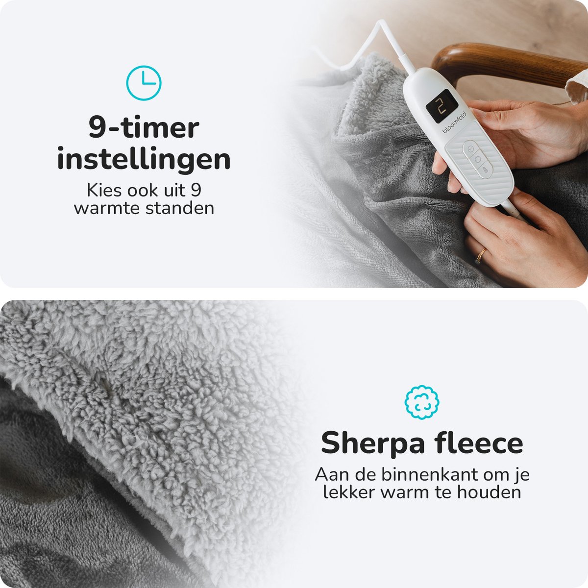 Bloomfold Elektrische Deken 180x160 cm - 9 Standen & Timer thumbnail 5