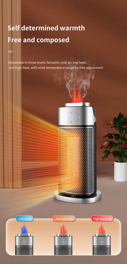 Black Friday!Homevector® Electric Heater Pro - Radiateur Soufflant - Radiant Electrique - 3 Positions - 2000W - Indication LED - Rotatif - Zwart