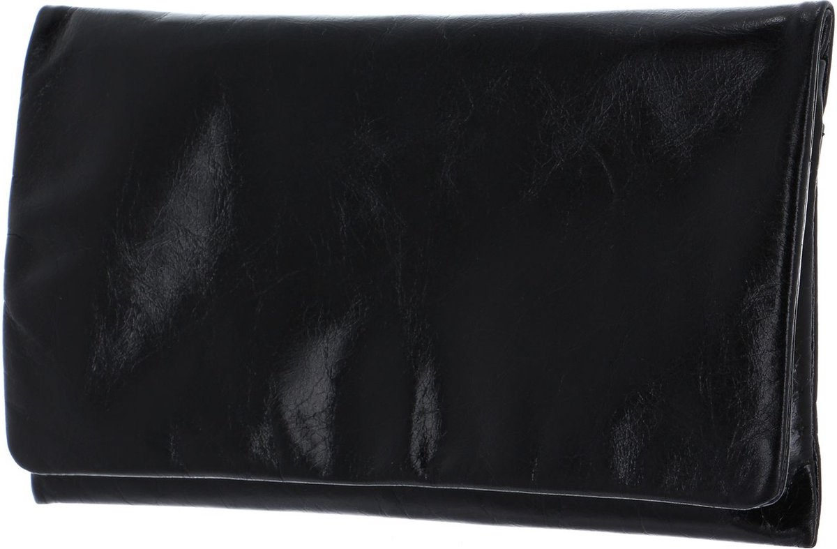 abro Leren Koppeling Avondtas Leather Athene Clutch Bag Black / Gold Zwart