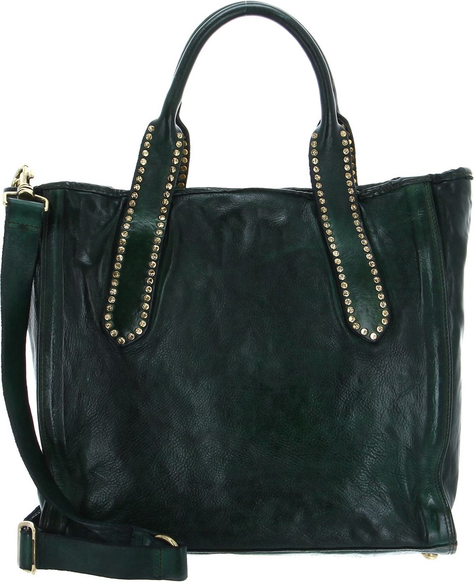 CAMPOMAGGI Leren Schoudertas Shopping Bag Bottiglia Groene