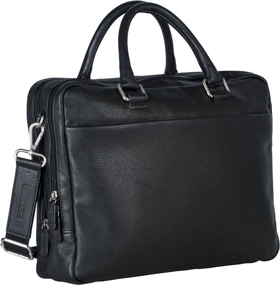 LEONHARD HEYDEN Cartable Sac d'ordinateur portable pour ordinateur portable Berlin Zipped Briefcase 2 Compartments Black Noir