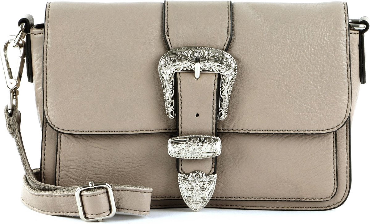 FREDsBRUDER Leren Schoudertas Kesey Flapover Crossbody Light Grey Beige