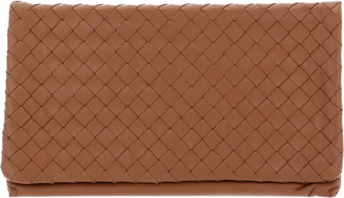 abro Leren Koppeling Avondtas Leather Piuma Weaving Clutch Bag Cuoio Bruine