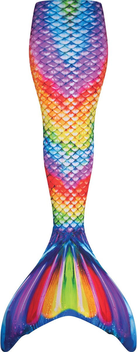 Zeemeerminstaart voor kinderen maat 12 (146-152) - Fin Fun Rainbow Reef set met monovin met voetvakjes