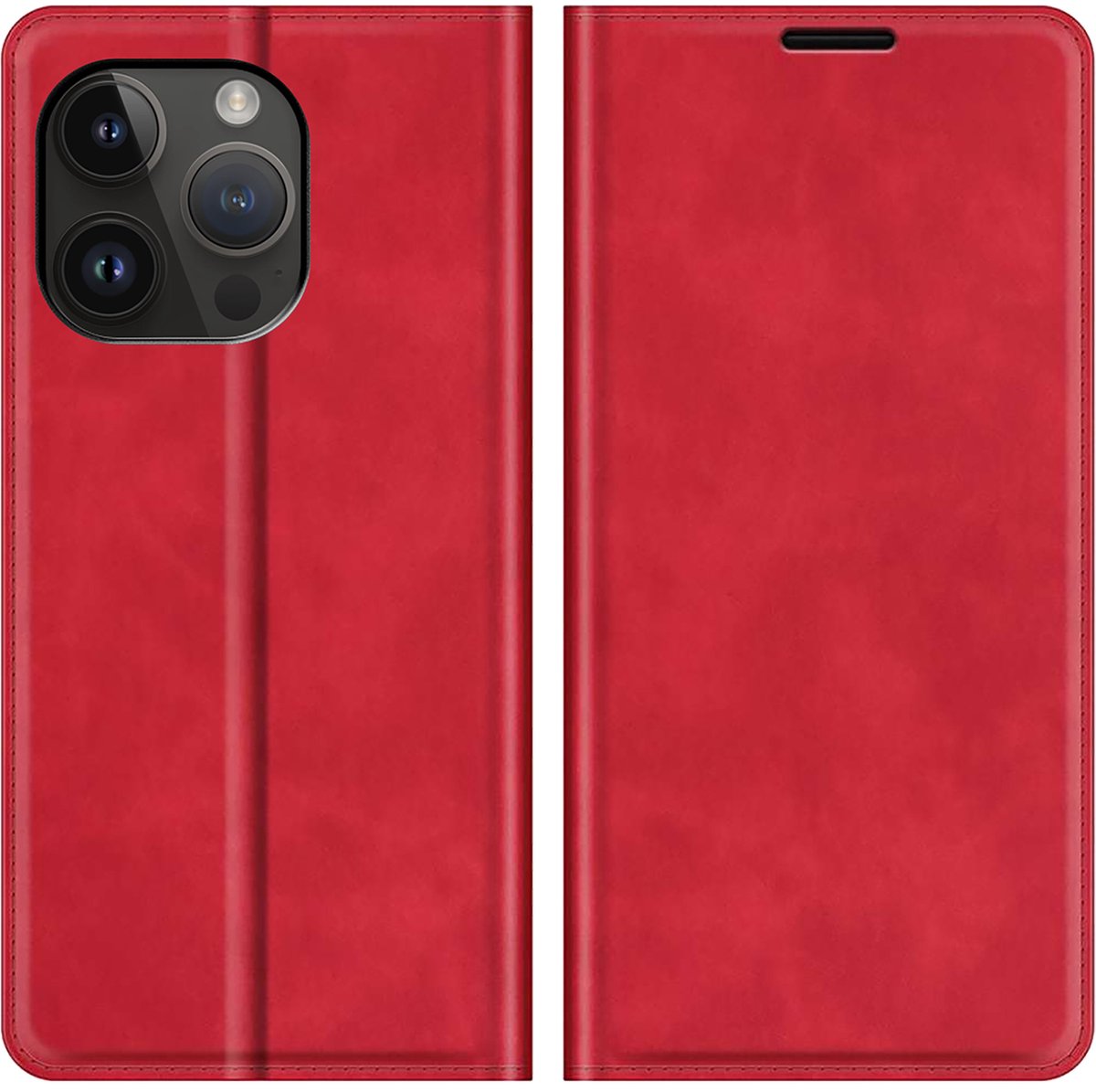 Cazy hoesje geschikt voor iPhone 14 Pro - Hoesje met Pasjeshouder - Luxe Book Case - Rood