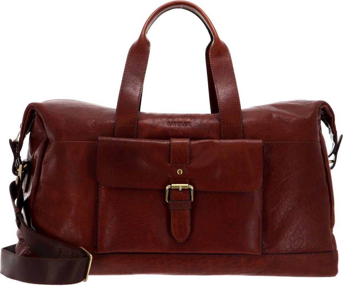 SADDLER Reistas Schoudertas met laptopvak Charles Weekend Bag Midbrown Bruine