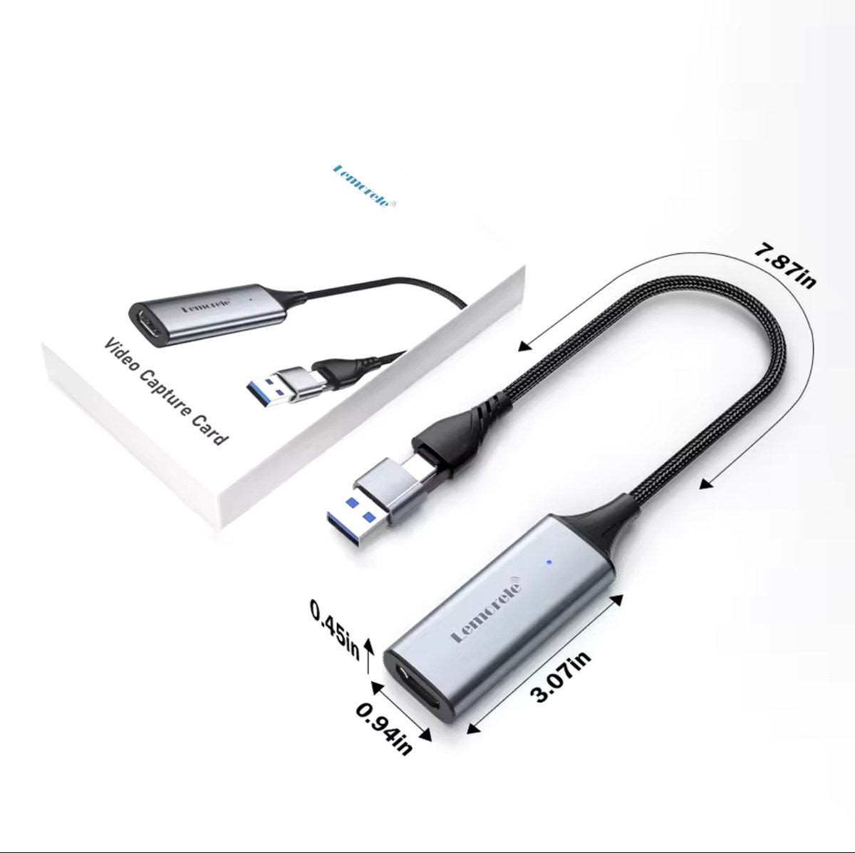 Lemorele AC05 – Video Capture Card – 1080P@60Hz – HDMI naar USB – USB-A & USB-C – Plug & Play – Aluminium Behuizing – Voor OBS/Streaming – Windows/Mac/Linux/Android thumbnail 4