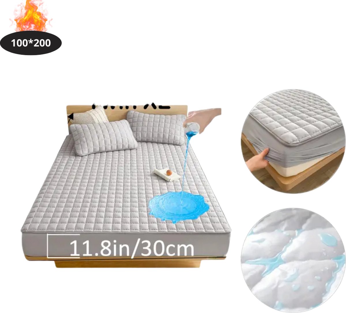 Nivard Waterdicht Hoeslaken - Beddengoed - Fitted Sheet - Bed - Lichtgrijs 100x200