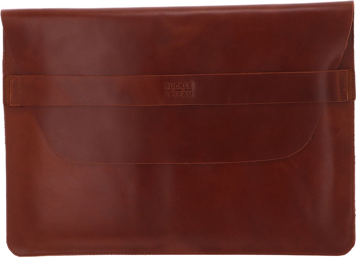 BUCKLE & SEAM Leren Laptop hoes met laptopvak Terra Leather Laptop Sleeve Crazy Horse Cognac Terracotta