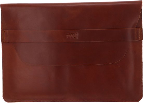 BUCKLE & SEAM Cuir Housse pour ordinateur portable pour ordinateur portable Terra Leather Laptop Sleeve Crazy Horse Cognac Terracotta