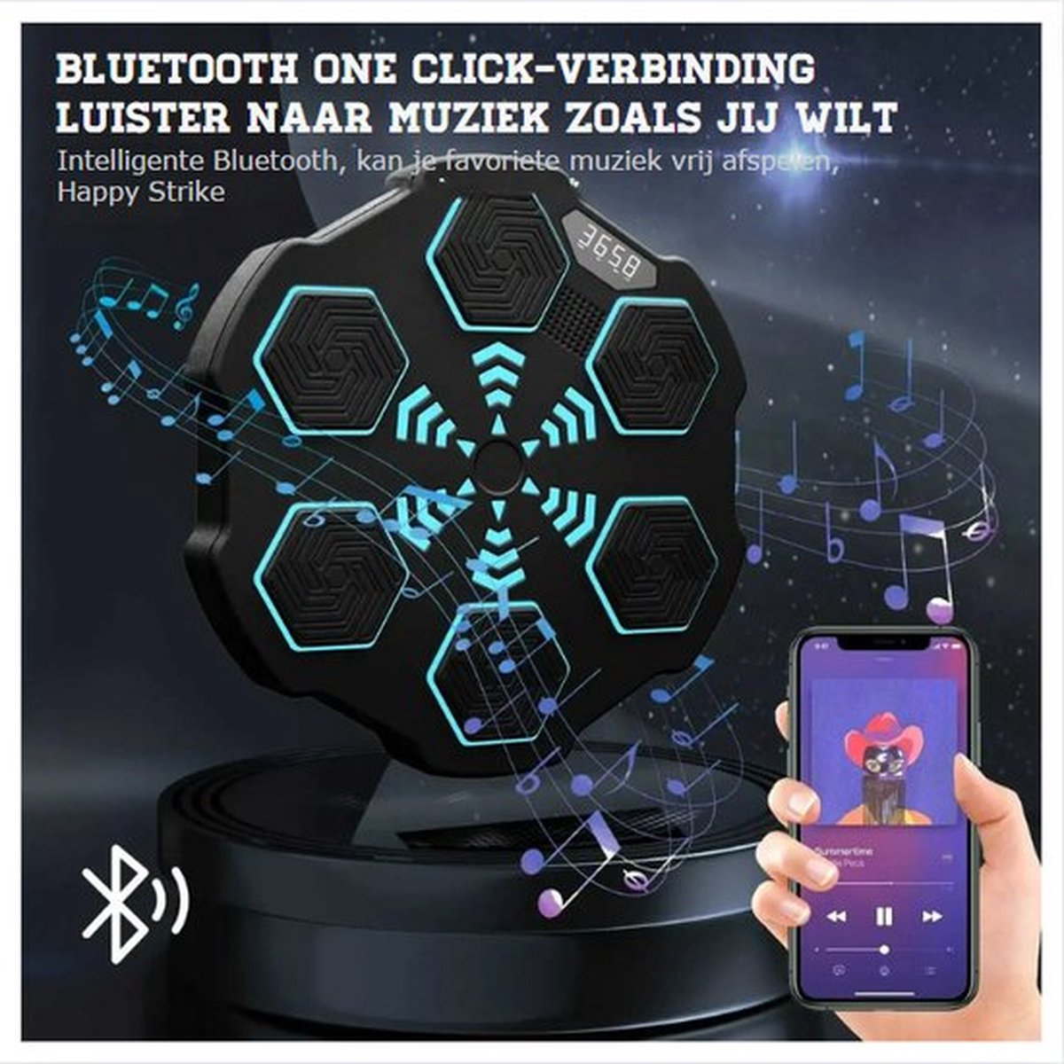 Music Boxing Machine, 2024, smart ledlicht, elektronische boksmachine met muziekdozen met bokshandschoenen, bluetooth muziekboxing-machine met 9 snelheidsmodi en telmodus (oranje