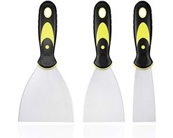 Paint Wallpaper Scraper Tool Set, 3 stuks, RVS Vulmessen Putty Gipsplaten Joint Mes met Plastic Handvat en Metalen Blade Schraper, Verf Verwijderen