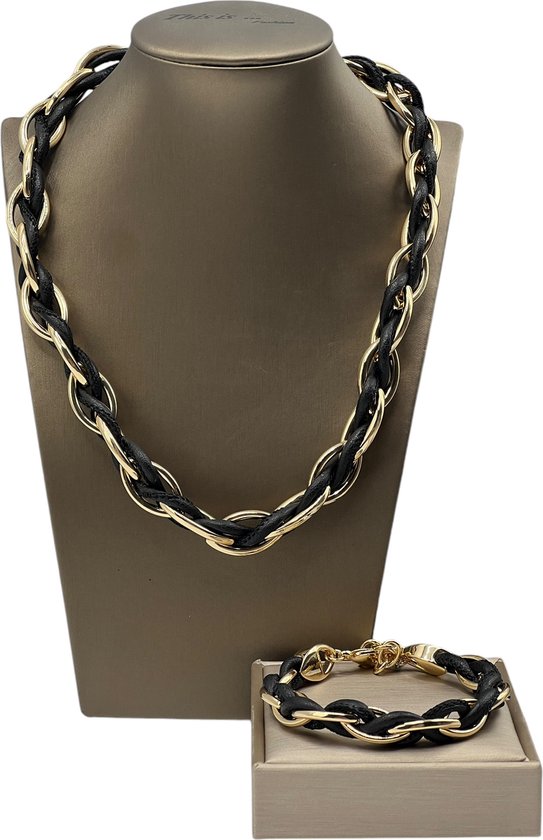 Givenchy - Zwart metalen ketting armband post oorbellen - 3-delige