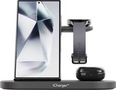 iCharger Samsungs Pro – 3-in-1 Snellader met Nachtlamp – Geschikt voor Samsung Galaxy Telefoons, Buds en Watches – USB-C – Veilig Draadloos Opladen