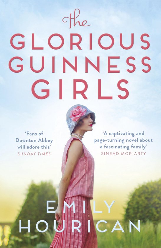 Boekomslag met de titel "The Glorious Guinness Girls". Een vrouw in een roze jurk en hoed staat op de voorkant.
