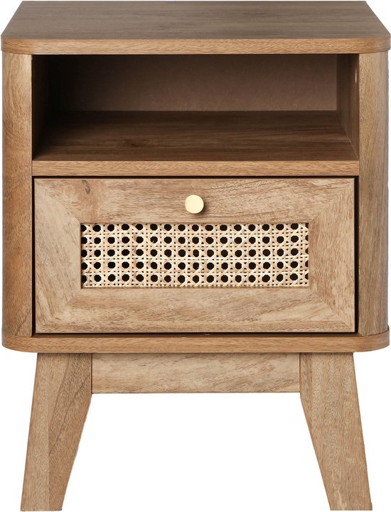 Nachtkastje Met Open Vacuüm, Nachtkastje Met 1 Lade, Grote Bijzettafel Kleine Salontafel Vierkant Voor Slaapkamer Woonkamer Staal Hout Donkergrijs Zwart