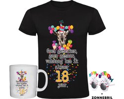 18 Jaar Grappig Heren T-shirt + Mok + Bril - 18e verjaardag - jarig - cadeau - kado - shirt