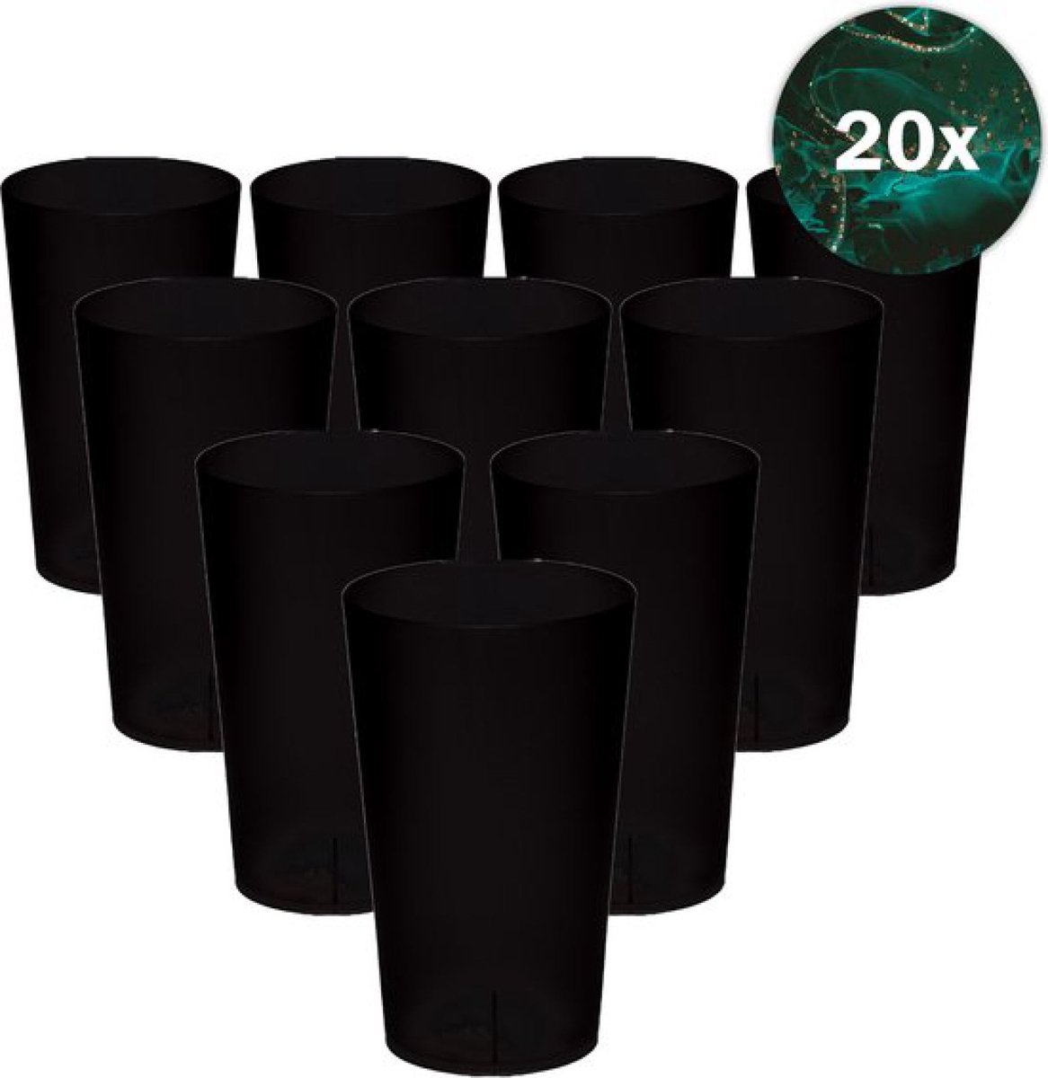 Hardcups - Kunststof Bekers - 25cl - Zwart - 20 Stuks