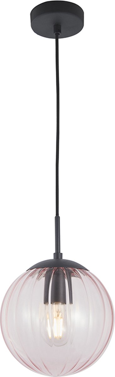 Olucia - RIFKA - Hanglamp - Roze / Zwart - Vorm: Rond