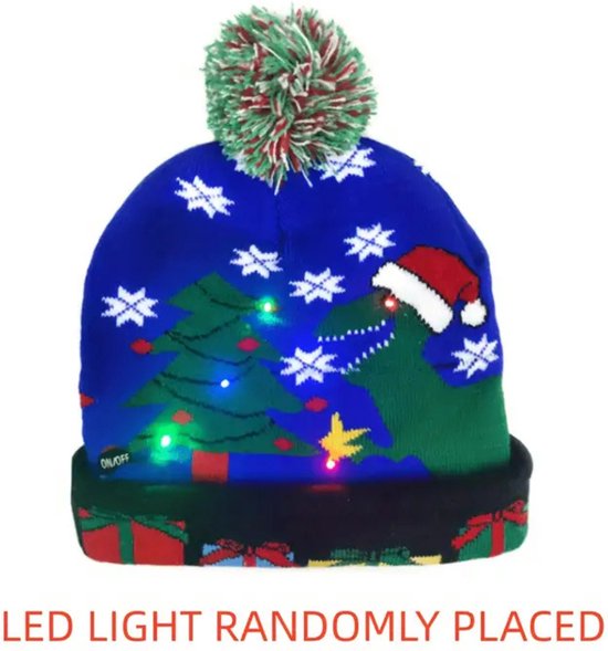 Bonnet de Père Noël Bovista - Adultes - Noël - Père Noël - Hiver - Chaud - Noël - Neige - Avec lumières