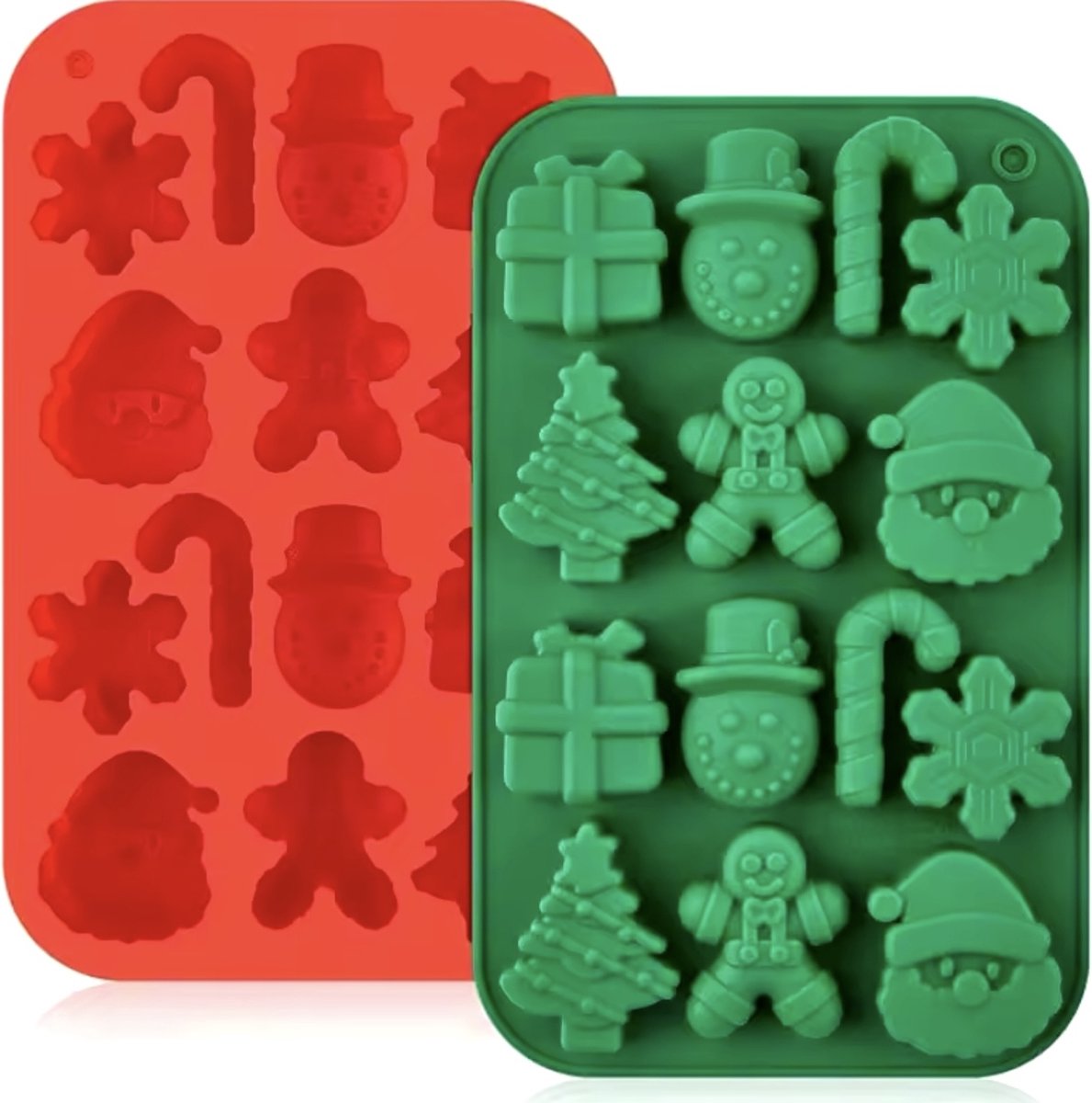 KimDo - Siliconen Kerst Mal - 14 vormen - Kerstman - Kerstboom - Sneeuwpop - Decoratie - Bakvorm - Chocolade Mallen
