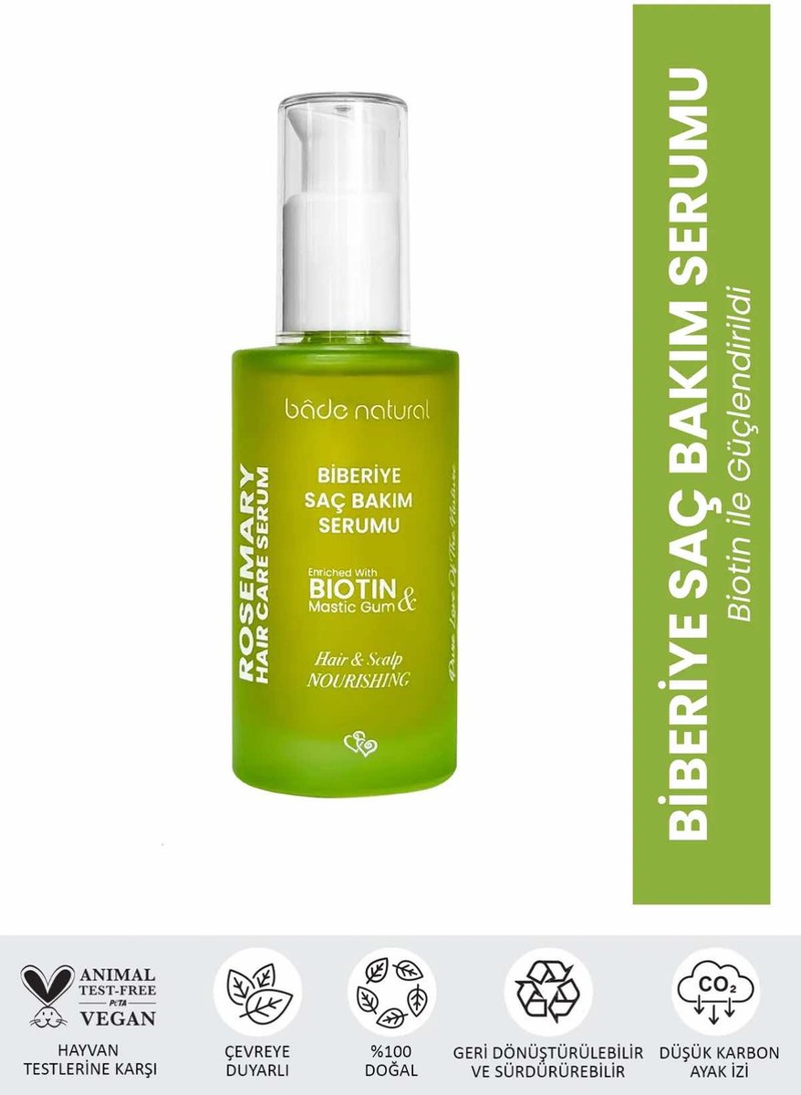 Bade Natural Rozemarijn Haar Serum – Biotine Complex – Verzorging voor Droog en Beschadigd Haar – 50 ml
