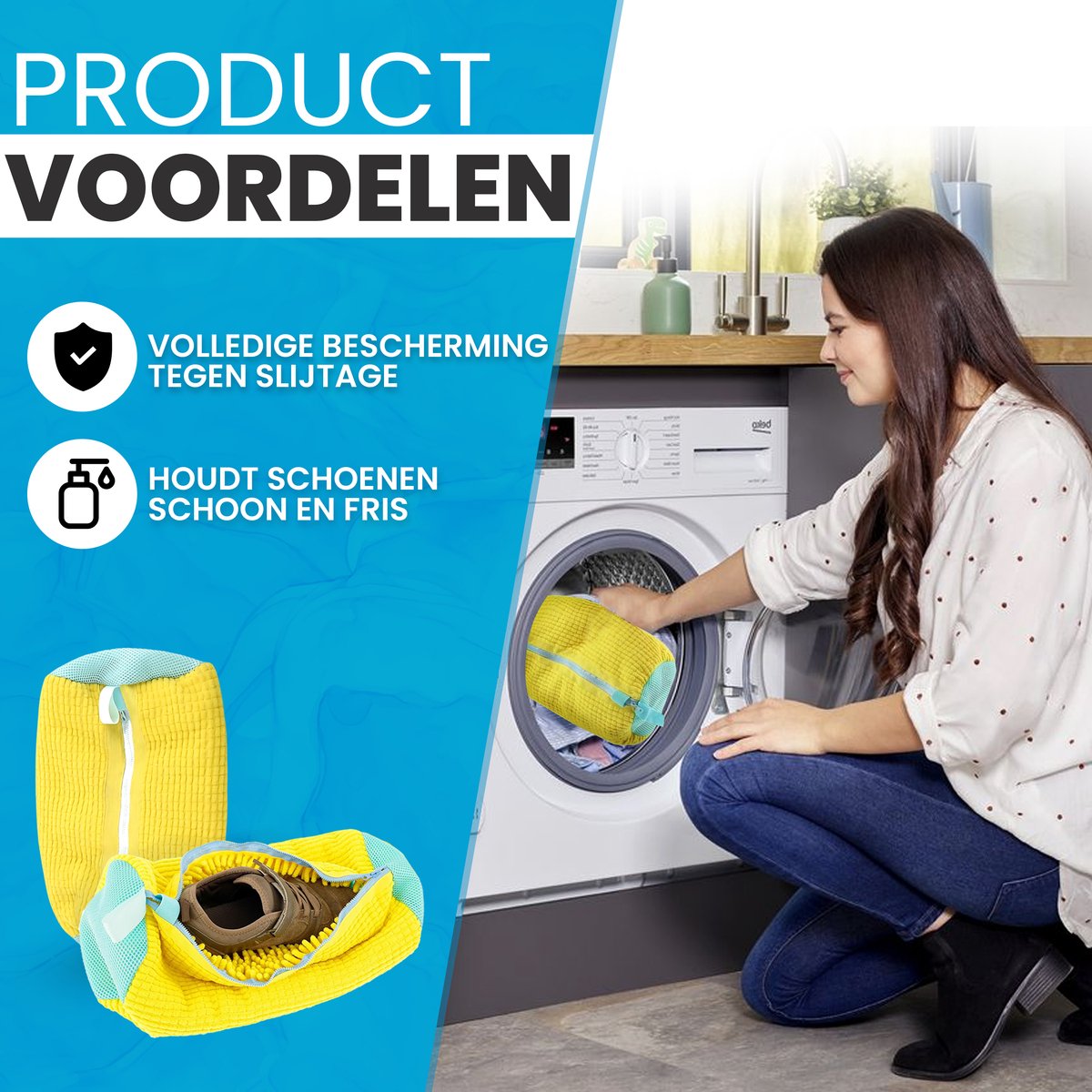 Bewern 2 Delige Waszak Schoenen met Rits – 360° Uitgebreide Reiniging - Sneakers Waszak voor Wasgoed - Schoen Waszak Wasmachine — afbeelding 4