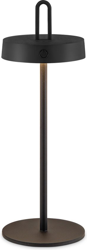 Home Sweet Home - Draadloze Oplaadbare LED Tafellamp - Binnen & Buiten - Dimbaar - ø12.8 × 36.6 cm - Warmwit licht - 3000mAh - Zwart