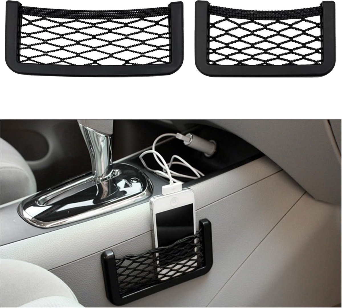 Image of 2stuks - Handig klein netje - Auto Zaktelefoon Net - Car Organizer - Auto Telefoon Doos - Opslag Auto Netje - Auto Opbergnetje - Opbergvak Auto