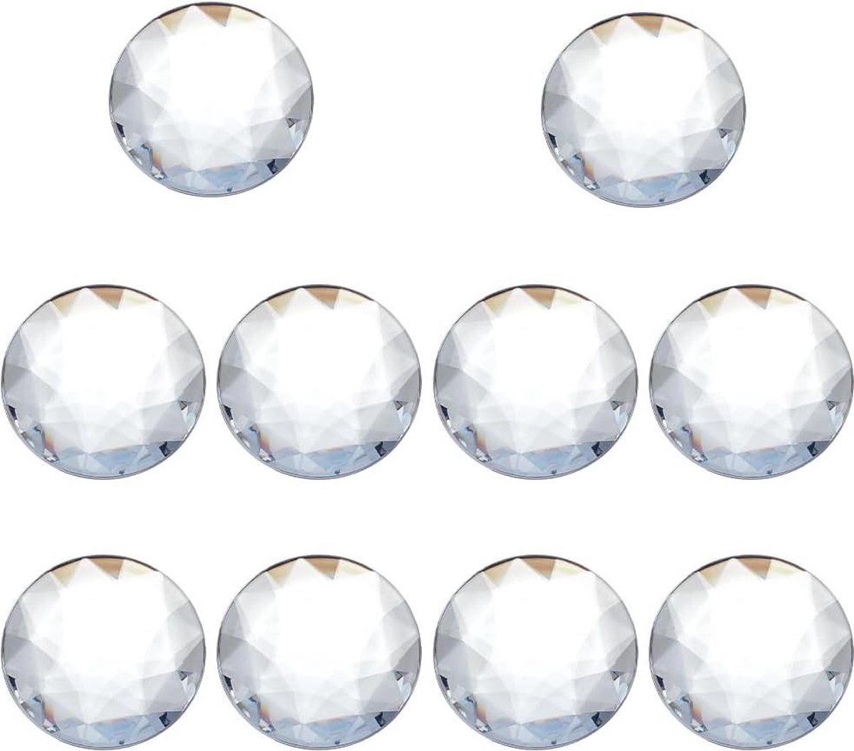 Image of 10 stuks grote ronde acrylsteentjes 52 mm - facetgeslepen ronde acrylsteentjes - platte achterkant heldere acrylsteentjes - glitter ronde acrylsteentjes - sieraden maken