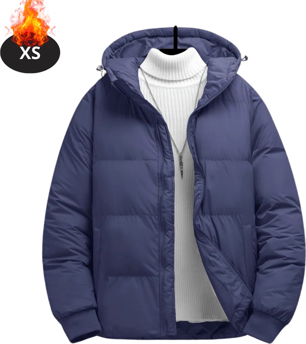 Bovista Winterjas Parka Heren Winter Jas Volwassen Stijlvol Donkerblauw