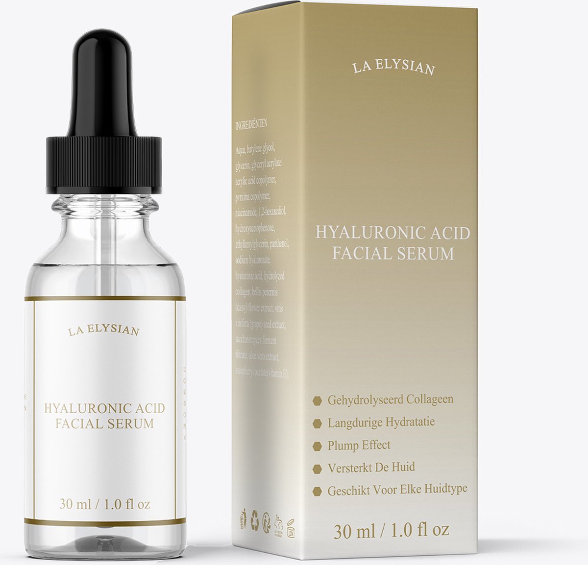 Goedkoopste La Elysian Hyaluronic Acid Facial Serum - Intense Hydratatie voor Stralende Huid - 30 ml