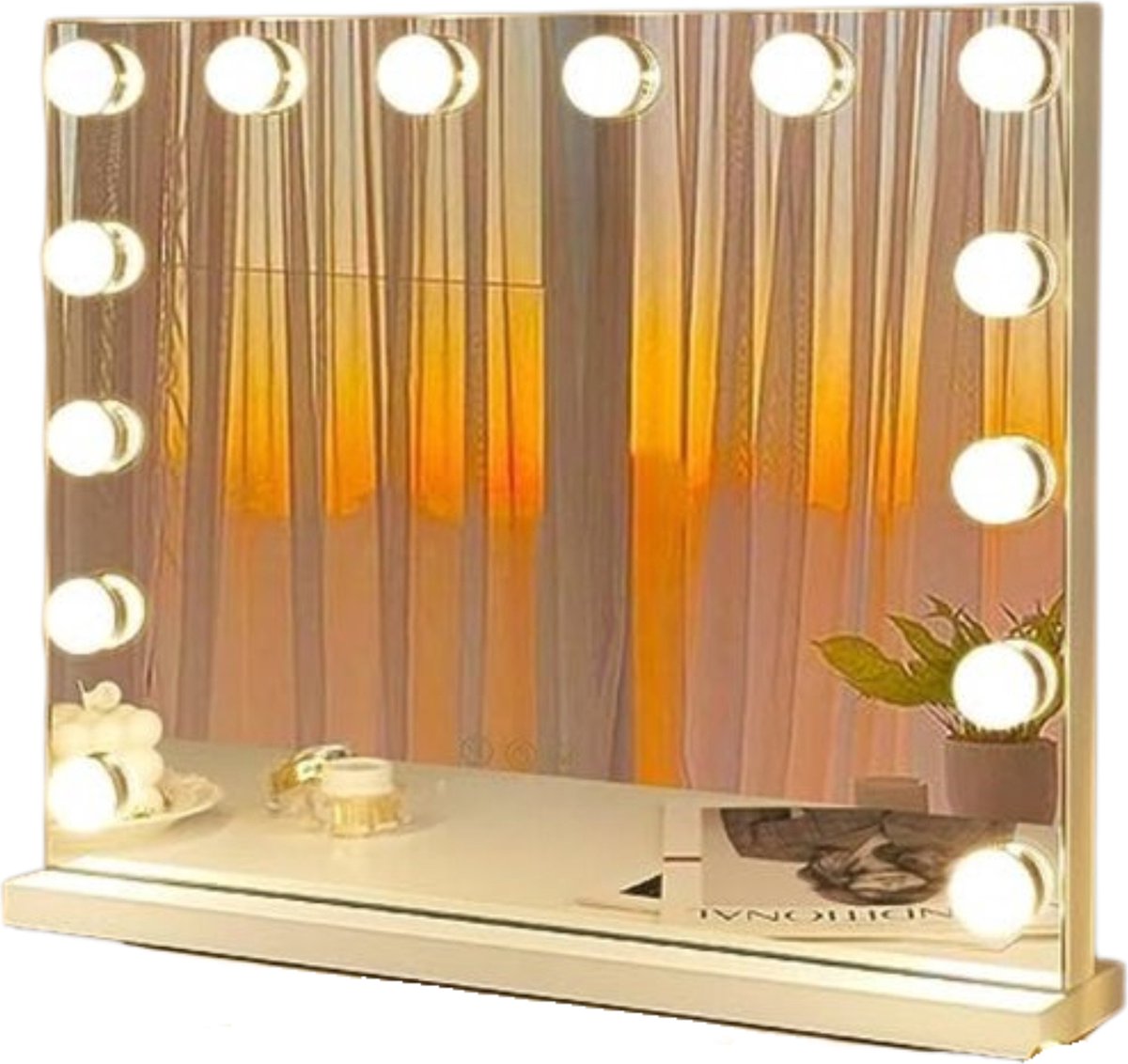 Kaptafel Met Spiegel & Lampen - Visagie Tafel Met Verlichting