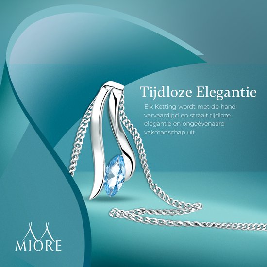 Collier en argent avec une pierre bleue et un pendentif intemporel et élégant au design incurvé.