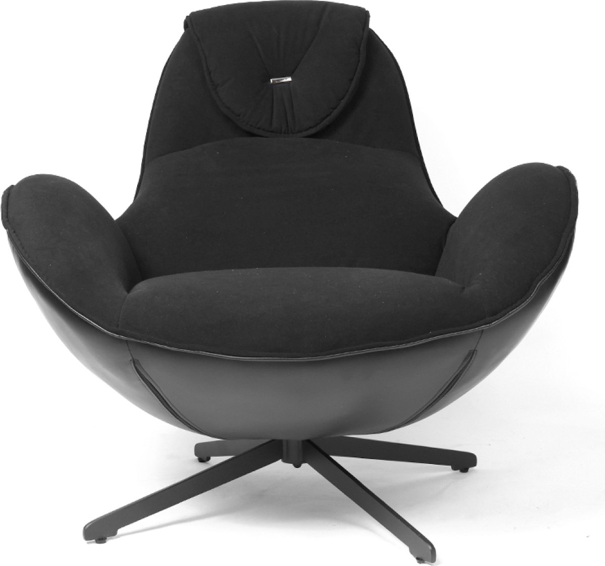 OHNO - Sorrento Lounge Stoel - Zwart - Leatherlook - Zachte Zitting