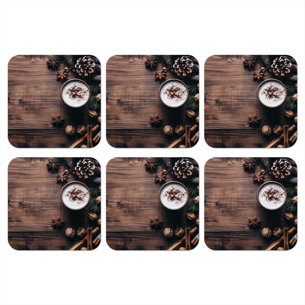 Onderzetters voor glazen - Hout - Landelijk - Warm - Natuur - 10x10 cm - Glasonderzetters - 6 stuks