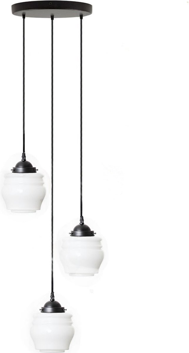 Coloured by Art 3 lichts hanglamp bloemknop - Art Deco Trade Zwart