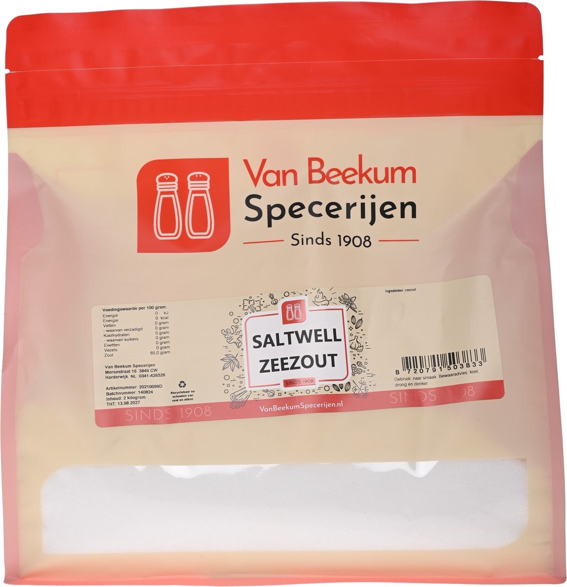Goedkoopste Van Beekum Specerijen - Saltwell Zeezout - 2 KG (hersluitbare stazak