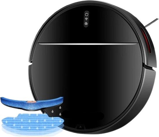 Robotstofzuiger - 2 in 1 - Natte dweilcombo - Smart Mapping - WiFi-app - 4KPa - Borstelloze motor - Ideaal voor dierenhaar - Tapijt - Vloer - Zwart
